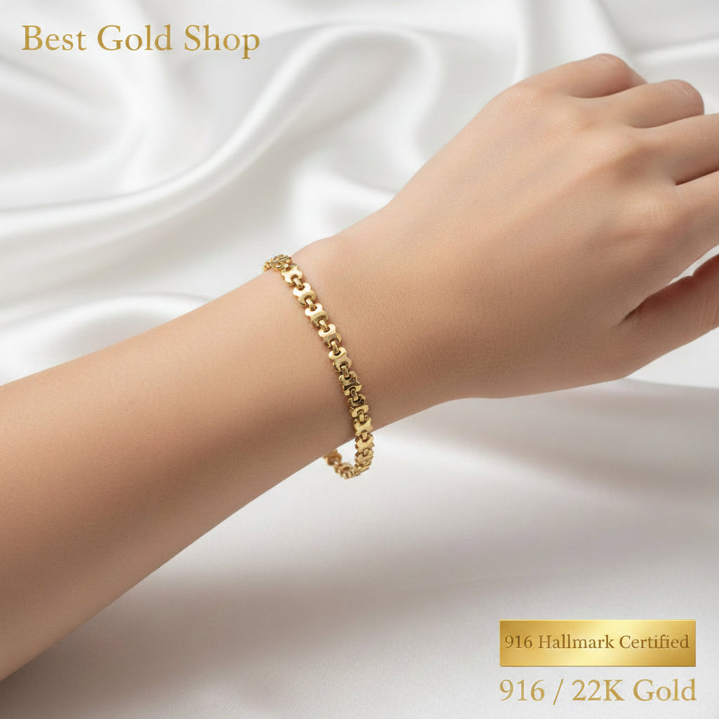 916 Gold Geometric Bracelet | Modern 22K Gold Design