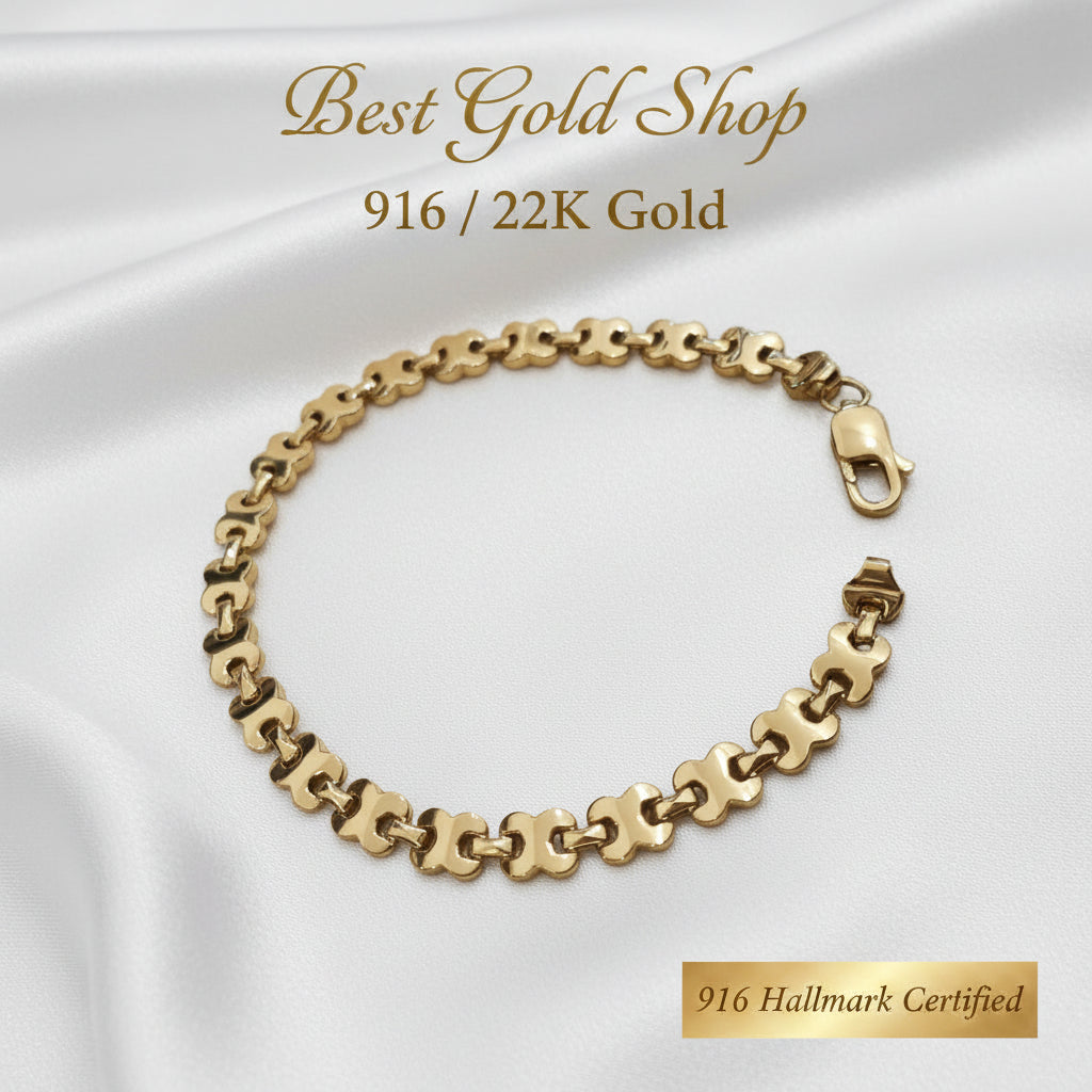 916 gold geometric bracelet in modern 22K yellow gold - view 4