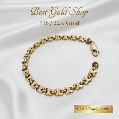 916 gold geometric bracelet in modern 22K yellow gold - view 4