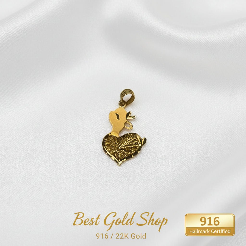 916 Gold Heart Deer Pendant | Symbol of Love GraceCharms & PendantsBest Gold Shop