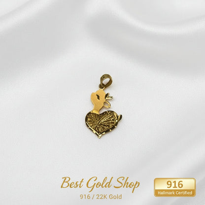 916 Gold Heart Deer Pendant | Symbol of Love GraceCharms & PendantsBest Gold Shop