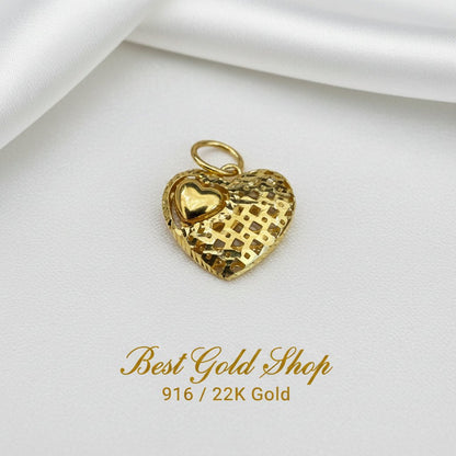 916 Gold Heart Pendant | Elegant Heart with Mini Heart DesignCharms & PendantsBest Gold Shop