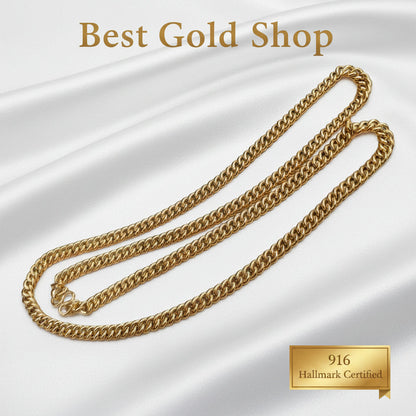 916 gold lightweight hollow fishbone chain necklace