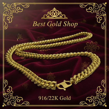 916 Gold (22K) Hollow Fishbone Chain Ultimate Statement Masterpiece Necklace for WomenNecklacesBest Gold Shop