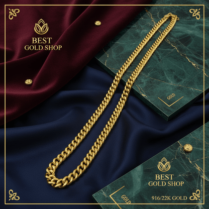 916 Gold (22K) Hollow Fishbone Chain Ultimate Statement Masterpiece Necklace for WomenNecklacesBest Gold Shop