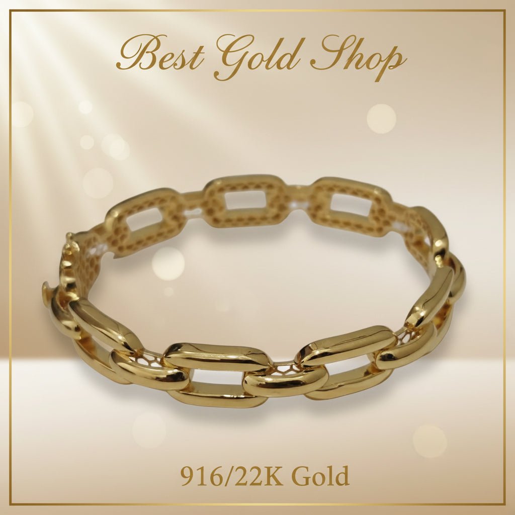 916 Gold (22K) Hollow Link Bangle Version 2: Modern Structural Elegance Jewelry for WomenBest Gold Shop