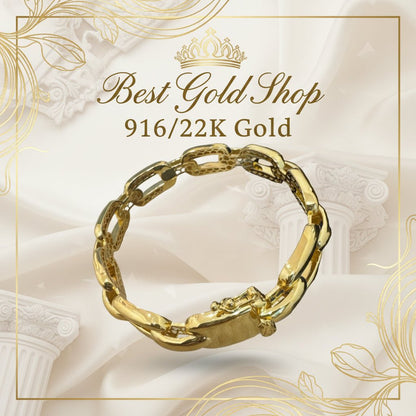 916 Gold (22K) Hollow Link Bangle Version 2: Modern Structural Elegance Jewelry for WomenBest Gold Shop