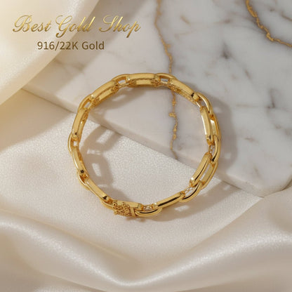 916 Gold (22K) Hollow Link Bangle Version 2: Modern Structural Elegance Jewelry for WomenBest Gold Shop