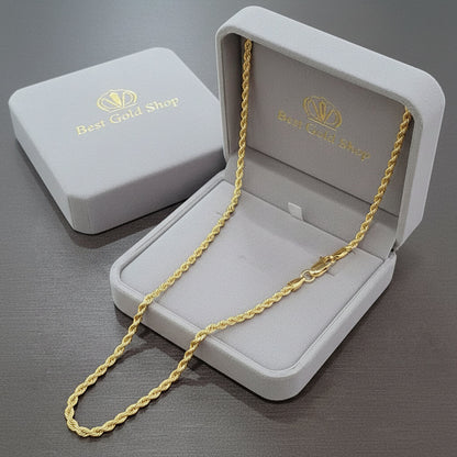 916 Gold Hollow Rope Necklace | Polished 22K Gold Design