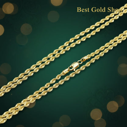 916 Gold Hollow Rope Necklace | Polished 22K Gold Design