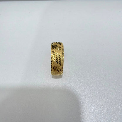 916 gold hollow sandy ring V1, straight side view