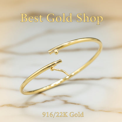 Stacked view of 916 gold hollow shiny bangles