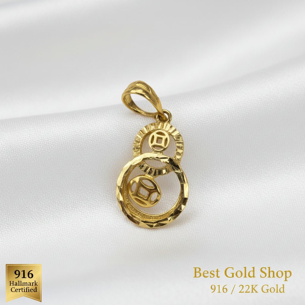 916 Gold Hulu Dangling Pendant | Symbol of Blessings & Good FortuneCharms & PendantsBest Gold Shop