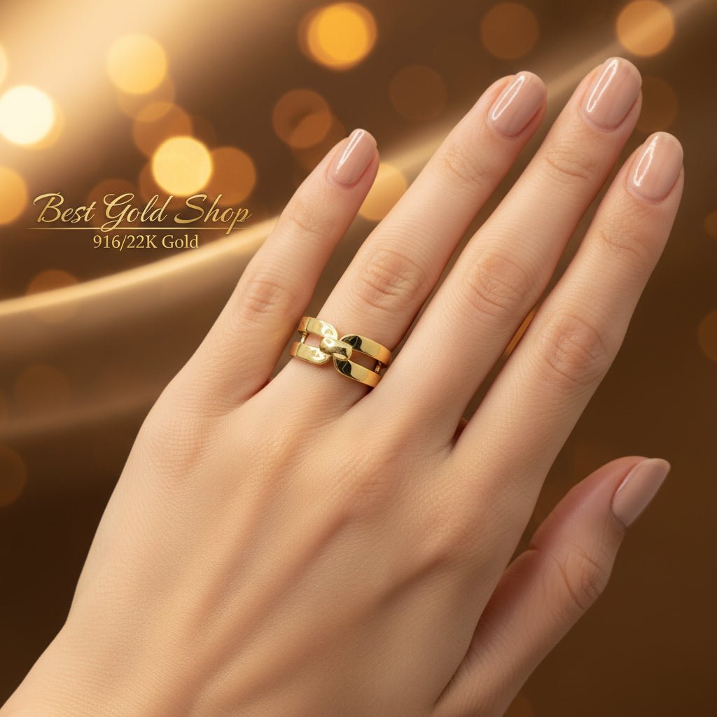 916 Gold (22K) Infinity Knot Feather Light Design Ring for WomenRingsBest Gold Shop