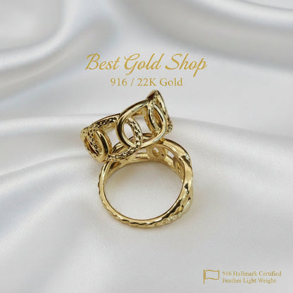 916 gold interlock design ring band profile
