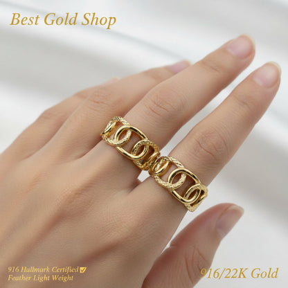 916 Gold Interlock Design Ring Latest Design and Feather LightRingsBest Gold Shop