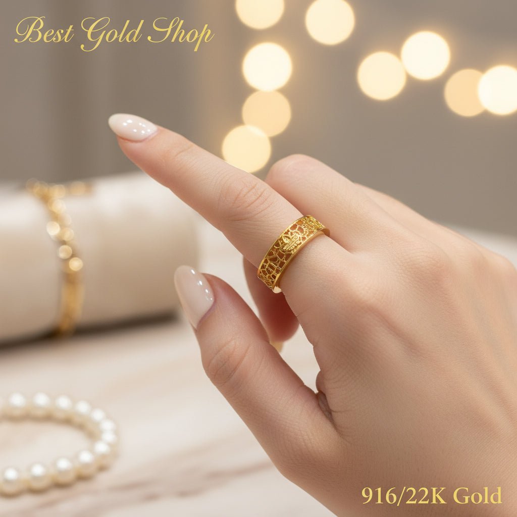 916 Gold (22K) Islam Carving Version 2: Intricate Craftsmanship Ring for WomenRingsBest Gold Shop