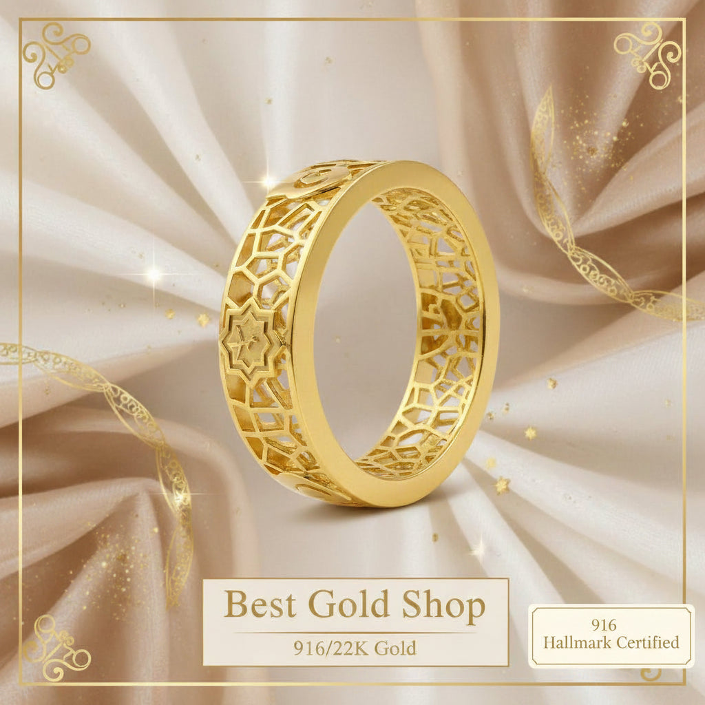 916 Gold (22K) Islam Carving Version 2: Intricate Craftsmanship Ring for WomenRingsBest Gold Shop