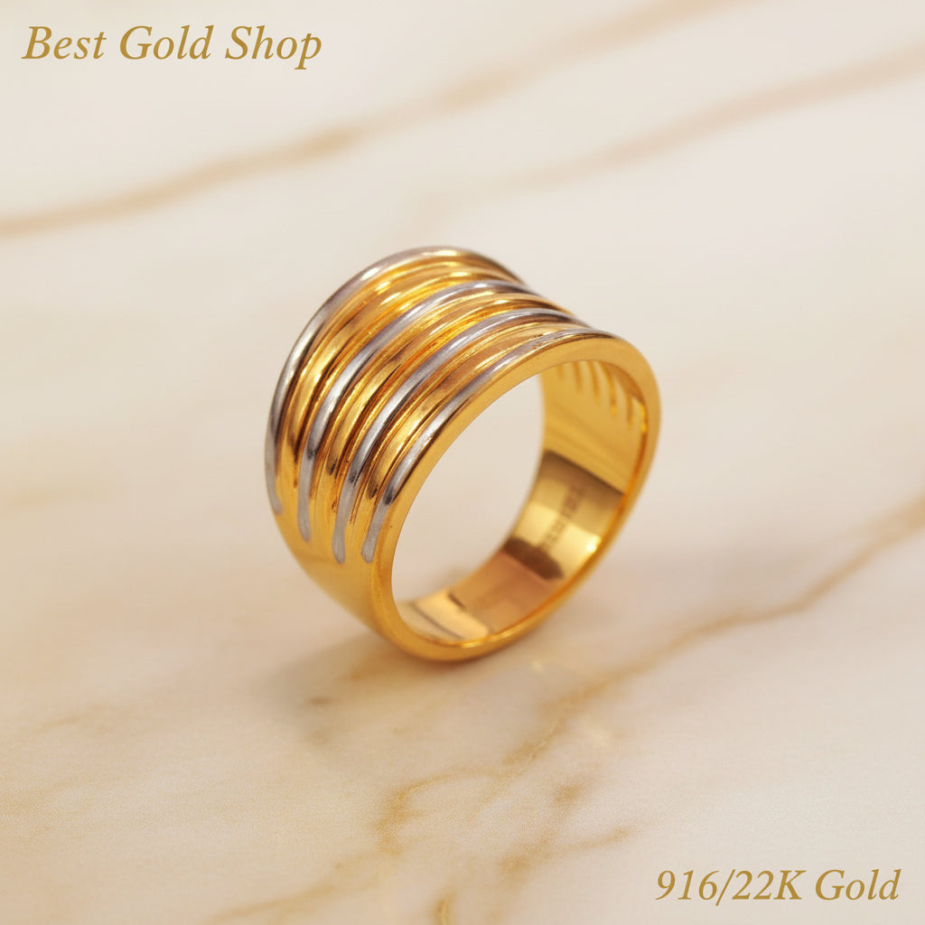 916 Gold Layer Ring – 2 Tone (Lightweight Design) 22k gold - Photo 2 - Best Gold Shop
