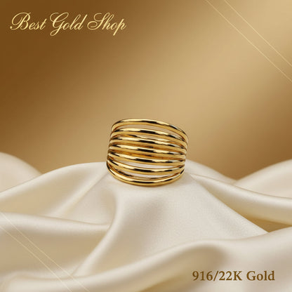 916 Gold (22K) Double Heart Feather Light Ring for WomenRingsBest Gold Shop