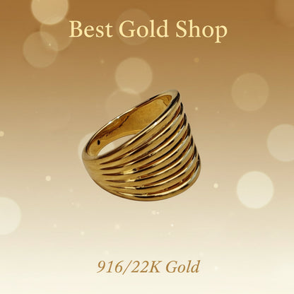 916 Gold (22K) Double Heart Feather Light Ring for WomenRingsBest Gold Shop