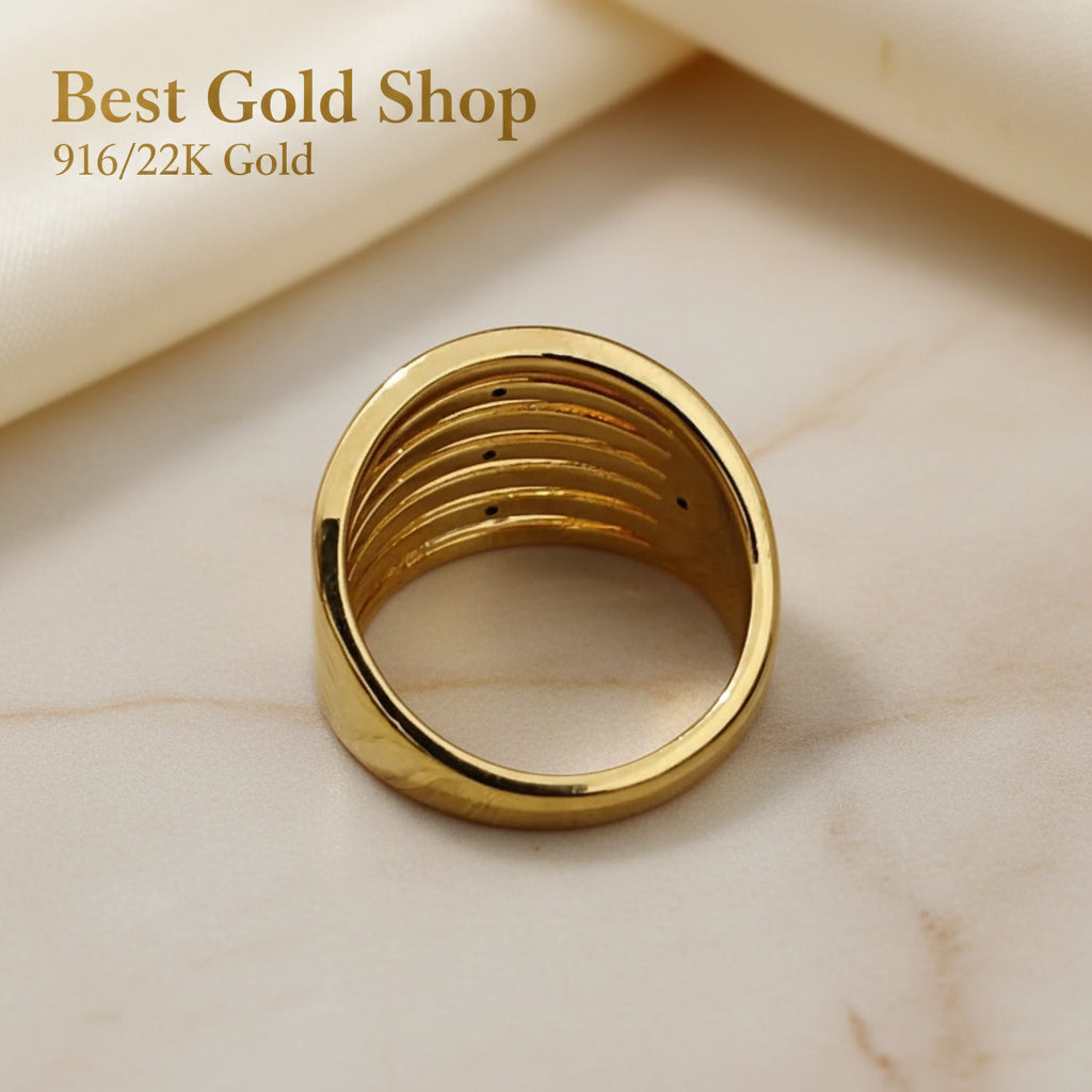 916 Gold (22K) Double Heart Feather Light Ring for WomenRingsBest Gold Shop