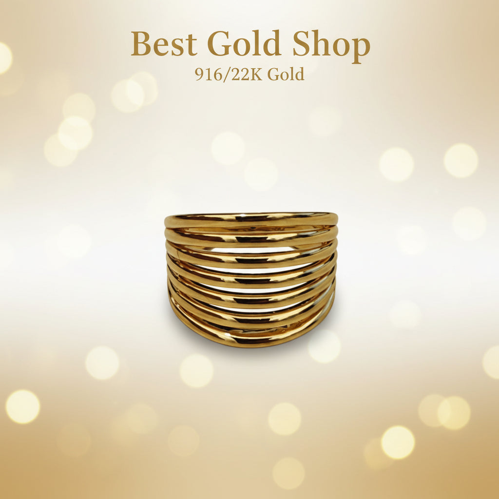 916 Gold (22K) Double Heart Feather Light Ring for WomenRingsBest Gold Shop