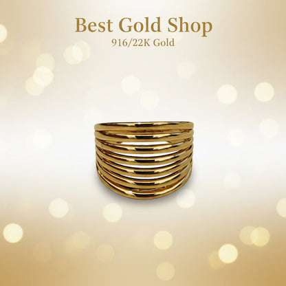 916 Gold (22K) Double Heart Feather Light Ring for WomenRingsBest Gold Shop