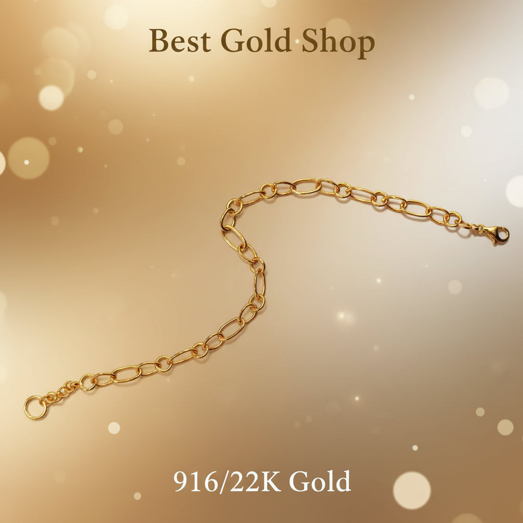 916 Gold Link Bracelet - Light Weight and simpleBraceletsBest Gold Shop