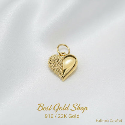916 Gold Luna & Sol Heart pendant feather lightCharms & PendantsBest Gold Shop