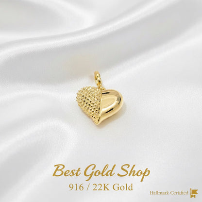 916 Gold Luna & Sol Heart pendant feather lightCharms & PendantsBest Gold Shop
