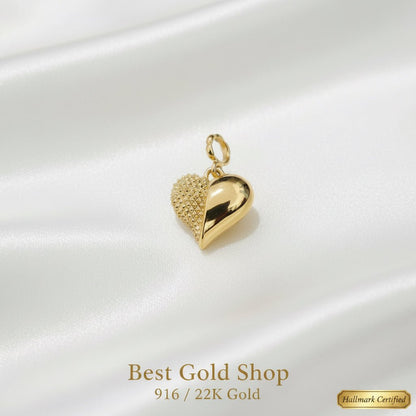 916 Gold Luna & Sol Heart pendant feather lightCharms & PendantsBest Gold Shop