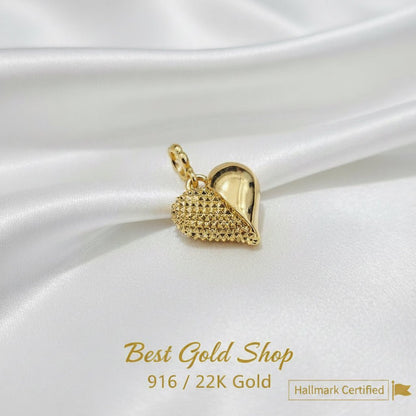 916 Gold Luna & Sol Heart pendant feather lightCharms & PendantsBest Gold Shop
