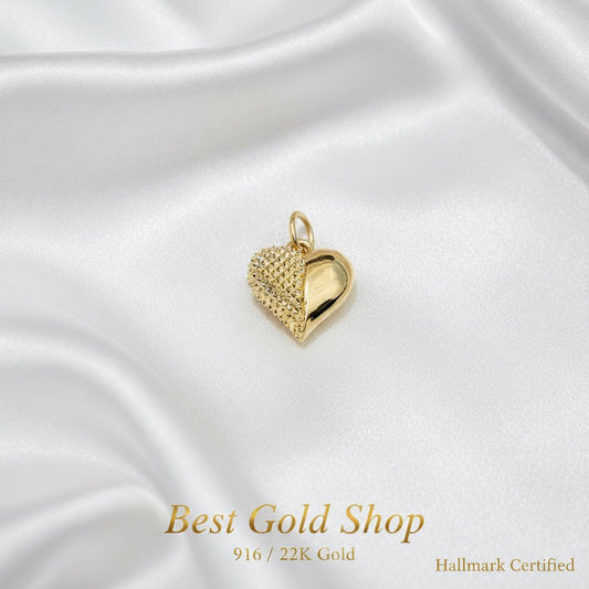 916 Gold Luna & Sol Heart pendant feather lightCharms & PendantsBest Gold Shop