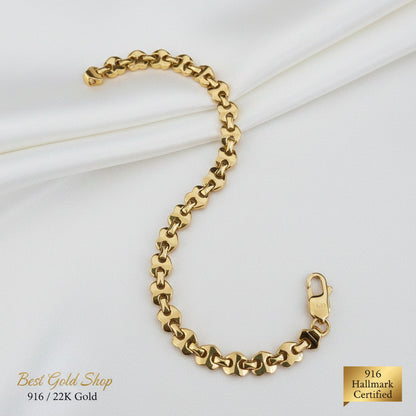916 gold metric heart bracelet in elegant 22K yellow gold - view 3