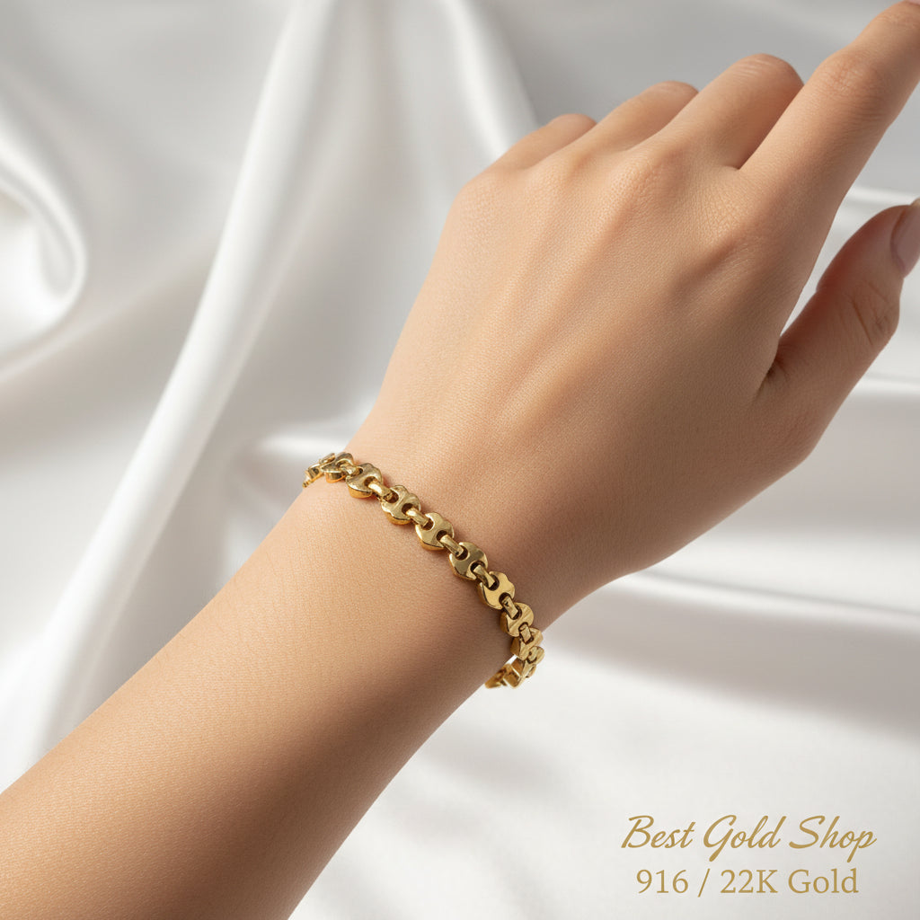 916 gold metric heart bracelet in elegant 22K yellow gold - view 4