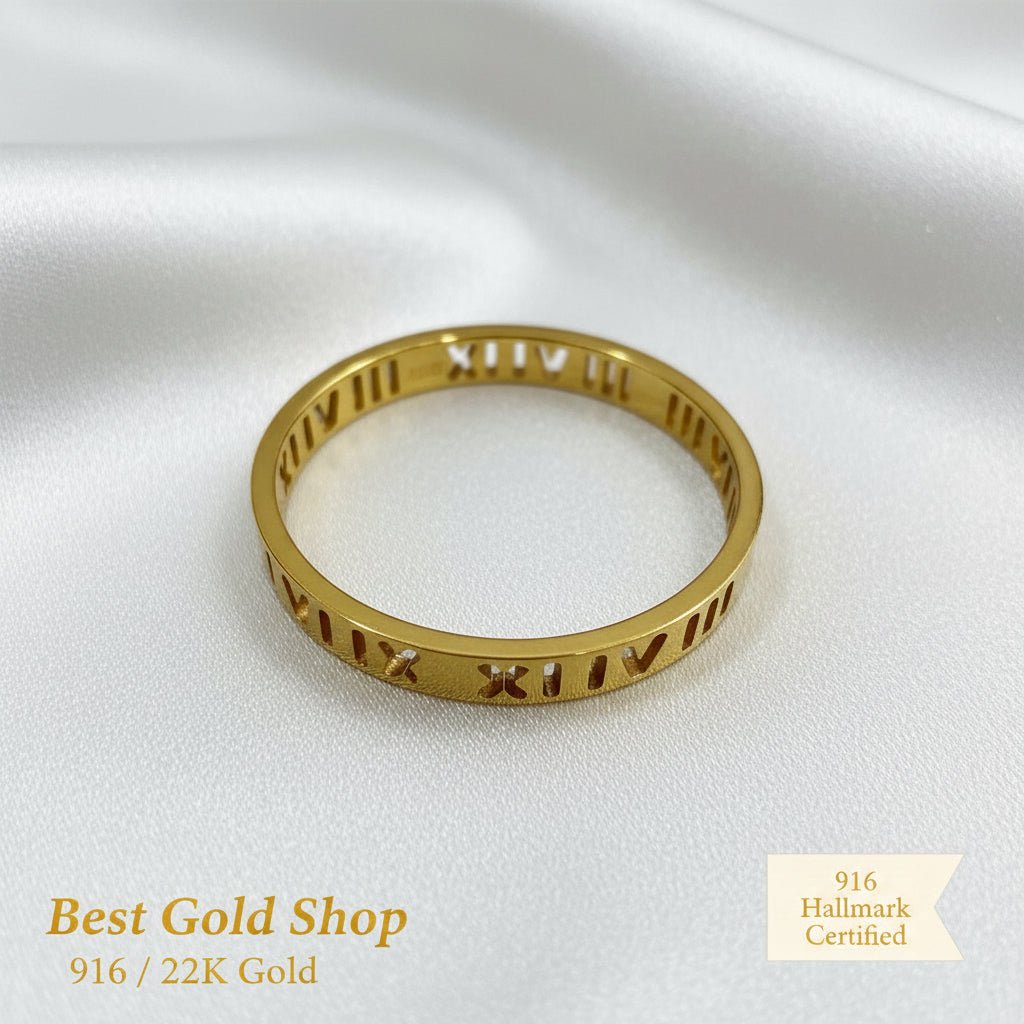 916 Gold Mini Roman Numeral Ladies RingRingsBest Gold Shop