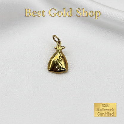 916 Gold Money Bag Pendant | Symbol of Wealth ProsperityCharms & PendantsBest Gold Shop