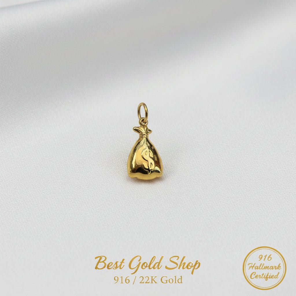 916 Gold Money Bag Pendant | Symbol of Wealth ProsperityCharms & PendantsBest Gold Shop