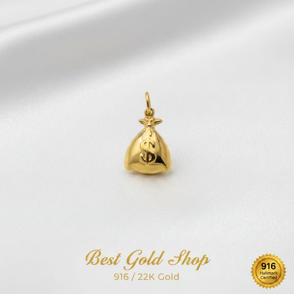 916 Gold Money Bag Pendant | Symbol of Wealth ProsperityCharms & PendantsBest Gold Shop