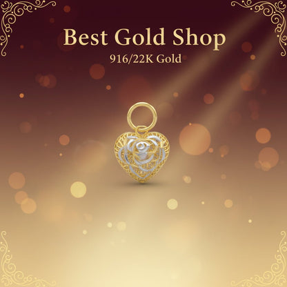 916 Gold (22K) New Design Heart And Flower Pendant Charm/Pendant for WomenCharms & PendantsBest Gold Shop