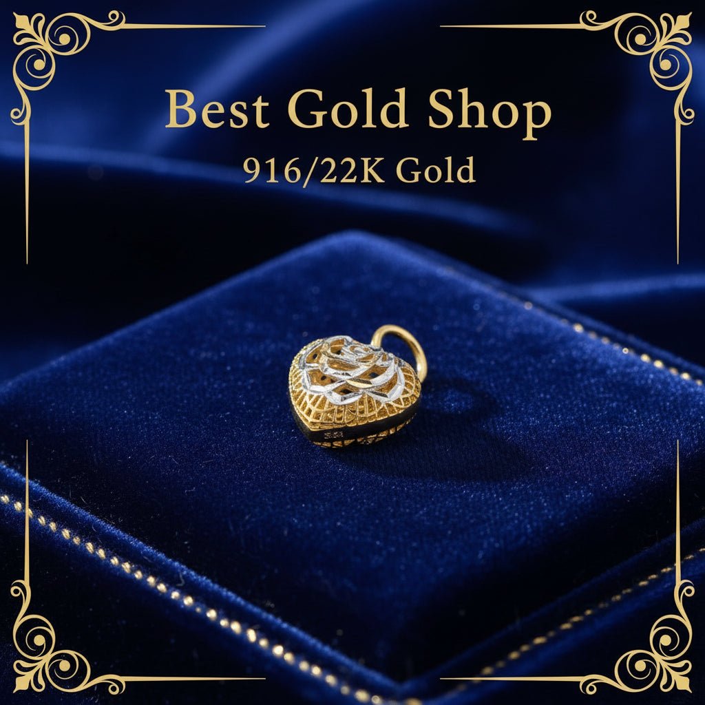 916 Gold (22K) New Design Heart And Flower Pendant Charm/Pendant for WomenCharms & PendantsBest Gold Shop