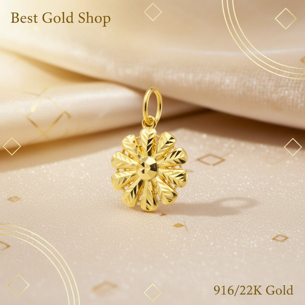 916 Gold (22K) New Design Heart And Flower Pendant Charm/Pendant for WomenCharms & PendantsBest Gold Shop