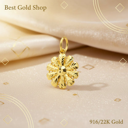 916 Gold (22K) New Design Heart And Flower Pendant Charm/Pendant for WomenCharms & PendantsBest Gold Shop