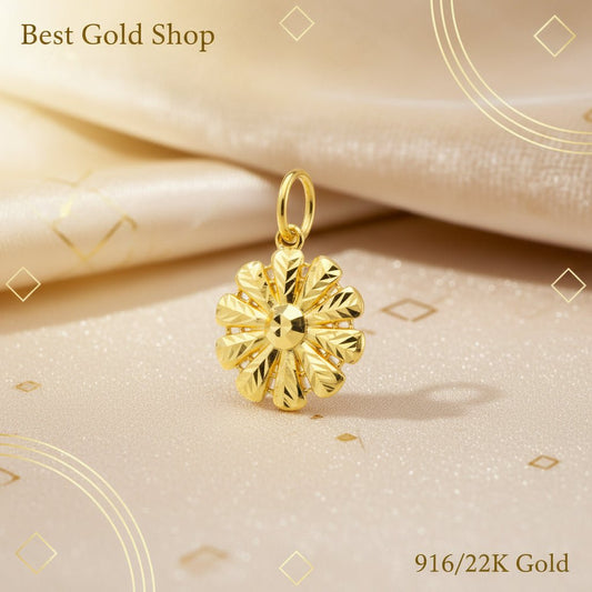 916 Gold (22K) New Design Heart And Flower Pendant Charm/Pendant for WomenCharms & PendantsBest Gold Shop