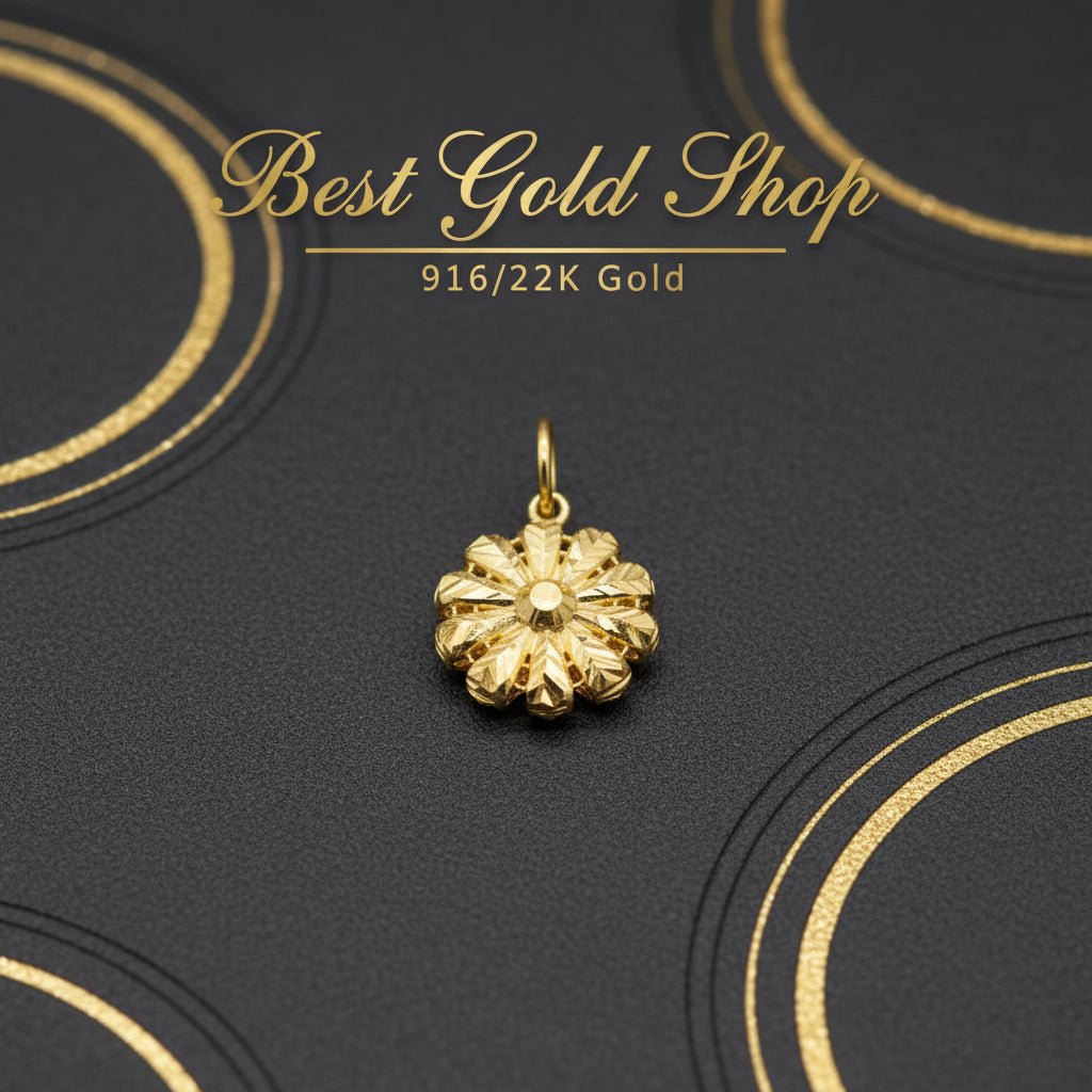 916 Gold (22K) New Design Heart And Flower Pendant Charm/Pendant for WomenCharms & PendantsBest Gold Shop