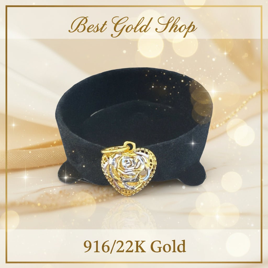916 Gold (22K) New Design Heart And Flower Pendant Charm/Pendant for WomenCharms & PendantsBest Gold Shop