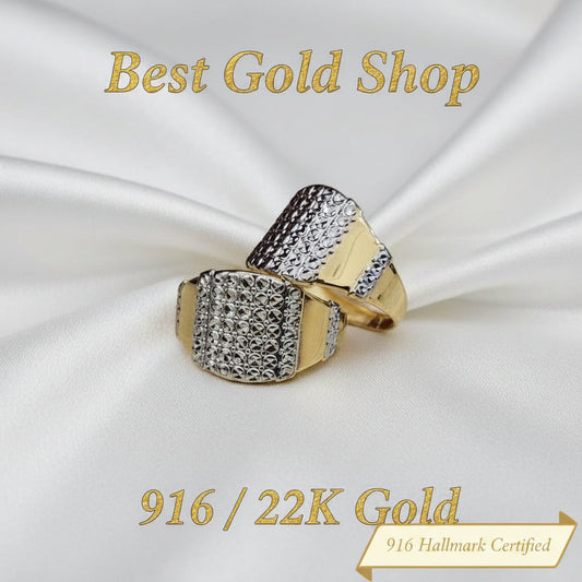 916 Gold Nugget Ring 2 tone Feather LightRingsBest Gold Shop
