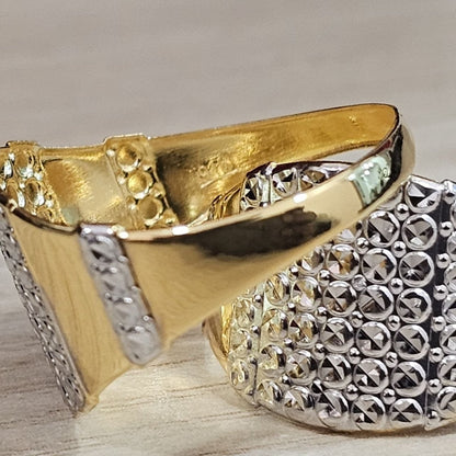 916 Gold Nugget Ring 2 tone Feather LightRingsBest Gold Shop
