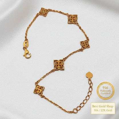 916 Gold Rainbow Leaf Bracelet | Elegant Nature-Inspired DesignBraceletsBest Gold Shop